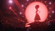 Scarlet getting announced on stage at the Villain Con.
