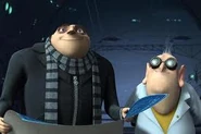 Gru and Nefario, inspecting the blueprint for his rocket