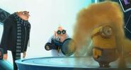 Nefario demonstrating the Fart Gun to Gru