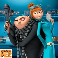 Gru with his Freeze Ray, Lucy with her Flamethrower