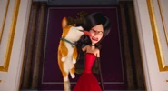 Corgi licks Scarlett Overkill's face