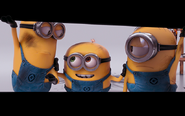 Bob in Despicable Me 2 with Kevin and Stuart in the audition of the spin-off movie Minions