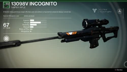 13098V Incognito、バンガードのスナイパーライフル。