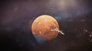 A Jumpship approaching Mars.