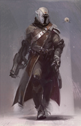 Concept art of a Warlock with a Ghost.