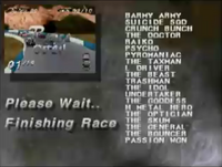 The screen when finishing a Championship event