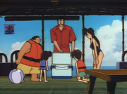 Kogoro mostrando su pesca