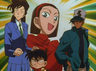 El joven dice que Sonoko le hablo sobre que Shinichi y Ran son pareja