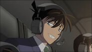 Kid's third time using Shinichi's identity; saving himself from Ran when she was about to turn him in to the inspector and to board the police helicopter with Conan in Movie 14.