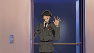 Kid changes his Shinichi disguise to a guard disguise after leaving the play in Movie 8 to attempt to deceive Conan.