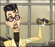 Blompkins holding a clog