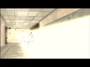 The beam is traveling in the hallway