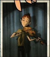 Lee playing the violin.