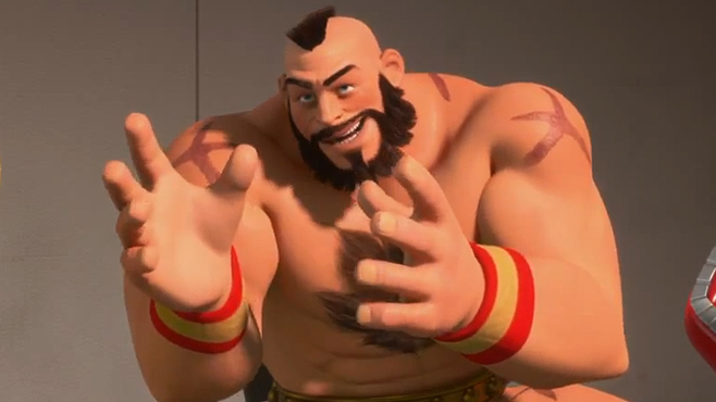 WarpZone - O texto em russo no fundo do cenario de Zangief em