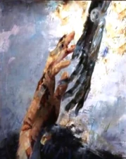 One of Markus's paintings depicting humanity.