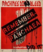 A defaced poster that reads "Remember Panchaea"