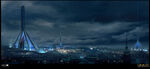 A bird's-eye view of Prague at night