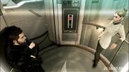 Megan and Adam Jensen in an elevator