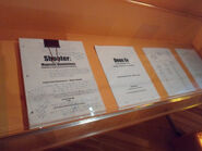 Design documents in a display case (Game Masters Exhibition, June 28, 2012 to October 28, 2012, Melbourne, Australia)