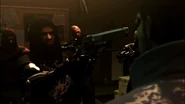 A Harvester threatening Jensen with a revolver