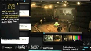 Hacked intellicam footage showing the Typhoon and a conversation with E-SO, from completing the hacking minigame