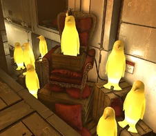 Penguin prince on his throne