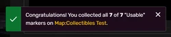 Banner which appears after collecting all markers