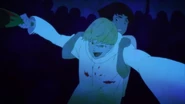 Akira holds Ryo back as he attacks the guests