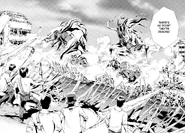 The Devilmen attack the human colony, in 'Cyborg 009 vs. Devilman: BREAKDOWN'