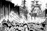 The citizens of Nagoya flee in terror