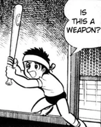 Tare wields a bat to defend himself