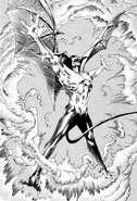 Akira pops through the Maggot Demon, in 'Neo Devilman', art by Noburu Miyama