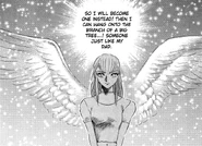 With an angel's wings