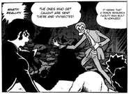 The Devilmen Akira Fudo, Maligera, Felazoth, Massami Izumi and Saludra watch Dosu-Roku