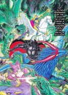 Lucifer, Amon and Sirene fight the demon swarm, in 'Demon Knight'