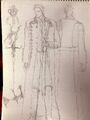 Design sketch with costume details