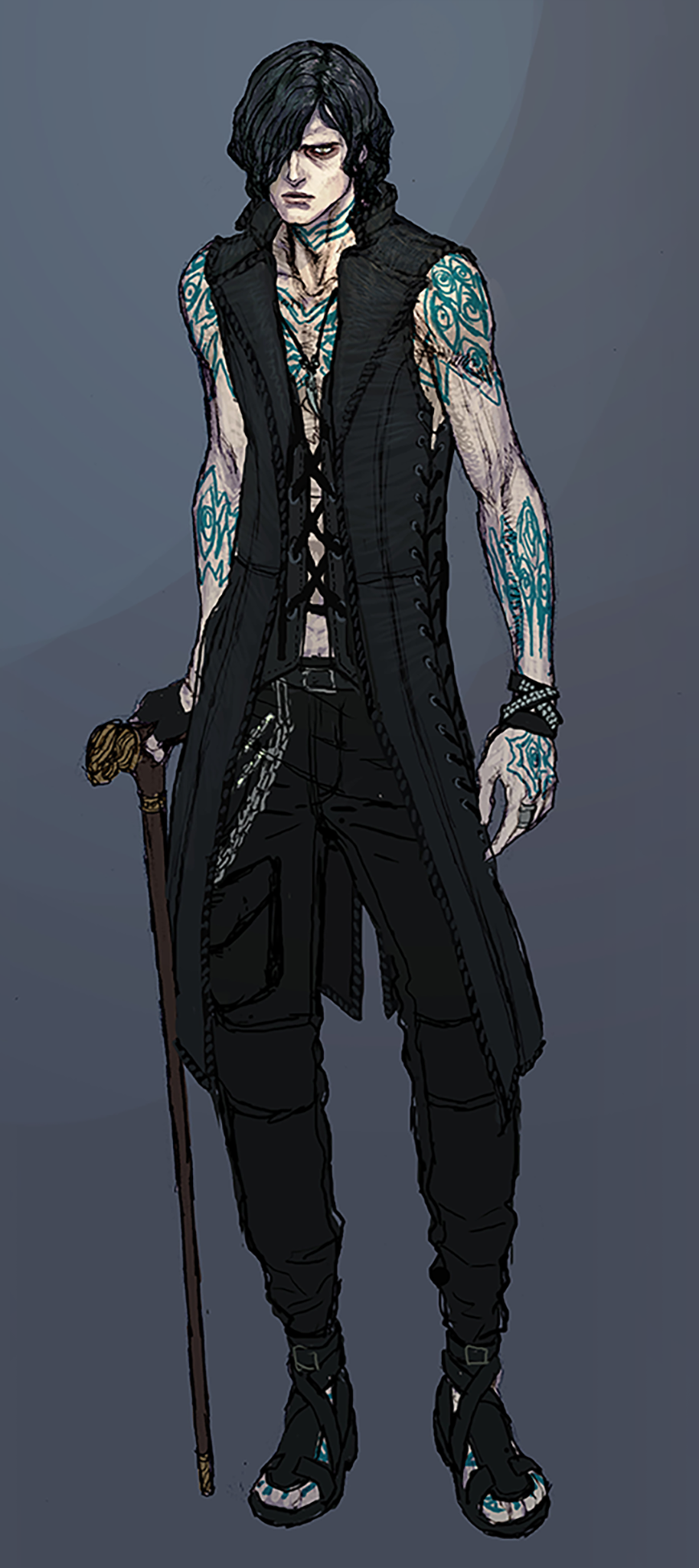 V character, devil may cry 5, tattoo, anime style, Anime, HD