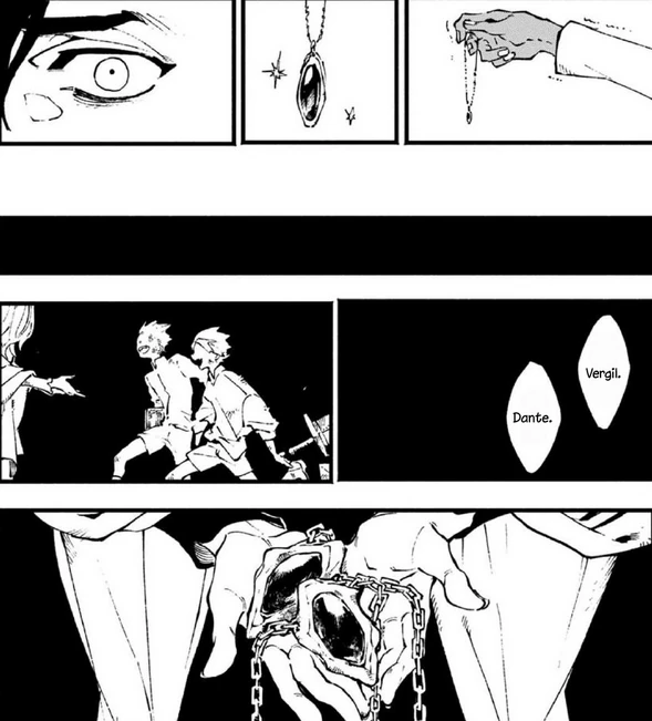 V recalls himself and Dante receiving their halves of the Perfect Amulet