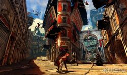 Colourful Screens Show DmC Devil May Cry's Limbo City Lashing Out At Dante  - Siliconera