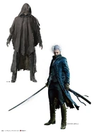 Vergil in rags (top) and in his EX Costume (bottom)