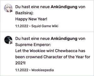 Zwei Benachrichtigungen