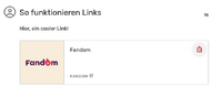 Links können durch Angabe der vollständigen URL oder durch Hinzufügen eines Hyperlinks zu hervorgehobenem Text hinzugefügt werden.