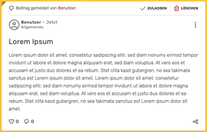 Optionen zum Genehmigen oder Löschen eines gemeldeten Beitrags