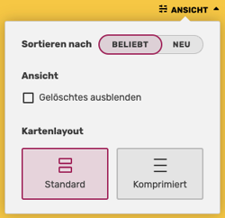 Die Option zum Ausblenden bereits gelöschter Inhalte