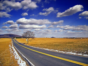 Road blue sky