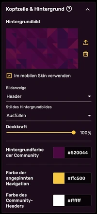 Theme designer - header and background