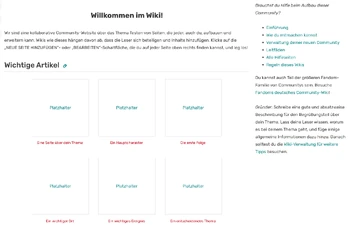 Das Standard-Design einer Startseite nach der Gründung