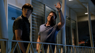 Dexter waves to Cassie and Oliver