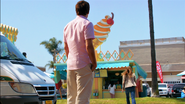 Dexter watches Debra cross the street for ice cream