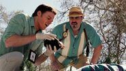 Dexter shows a section of victim's skull to Angel Batista